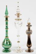 EGYPTIAN GLASS PERFUME BOTTLES THREE PIECES
