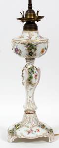 DRESDEN PORCELAIN OIL LAMP 19TH C