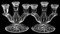 010467 CAMBRIDGE GLASS THREELIGHT CANDELABRAS PAIR