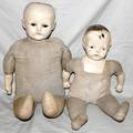 091596 COMP HEAD  CLOTH BODY DOLLS C1930 AS IS