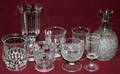 091595 ANTIQUE GLASS WATER CARAFE SPOONERS GOBLET