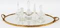 CRYSTAL PERFUME BOTTLES  TRAY SIX PIECES