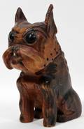 021584 ITALIAN CARVED WOOD TERRIER CIGAR BOX