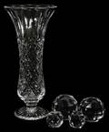 021577 CUT GLASS VASE  CRYSTAL PAPERWEIGHTS
