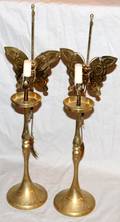 101607 CHINESE BRASS CANDLESTICKS C 1900 PAIR