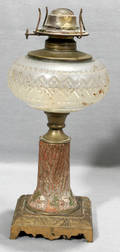 082499 BRASS  GLASS VICTORIAN OIL LAMP