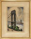 NAT LANSET LITHOGRAPH GEORGE WASHINGTON BRIDGE