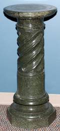 GREEN MARBLE PEDESTAL H 34 DIA 11