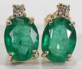 010026 NATURAL EMERALD  DIAMOND EARRINGS L 12