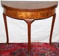 101040 MAHOGANY  WALNUT DEMI LUNE GAME TABLE H 29