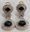 101054 YELLOW GOLD BLACK ONYX  DIAMOND EARRINGS