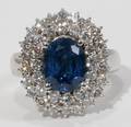 101051 18KT WHITE GOLD 3CT SAPPHIRE  DIAMOND RING