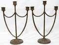 101001 EDWARD T HURLEY BRONZE THREELIGHT CANDELABRA
