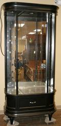 100033 BLACK ENAMEL PAINTED DISPLAY CABINET H96