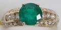 100047 14K GOLD 13CT EMERALD  7CT DIAMOND RING