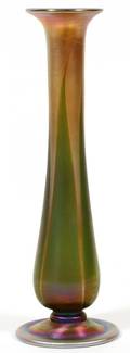 L C TIFFANY GOLD FAVRILE GLASS BUD VASE