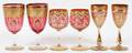 BOHEMIAN ENAMELED  GILT GLASS WINES C 1900 SIX
