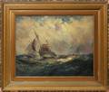 ROBERT HOPKIN OIL ON ARTIST BOARD SAILING SHIPS