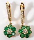 EMERALDS  45CT DIAMONDS DANGLE EARRINGS PAIR