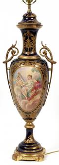 SEVRES STYLE PORCELAIN COVERED URNFORM LAMP