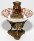 FRENCH STYLE GILT METAL  PORCELAIN CANDLESTICK