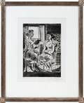 JAVIER VILATO ETCHING  AQUATINT INTERIOR SCENE
