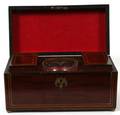 ENGLISH INLAID MAHOGANY TEA CADDY 19TH C 6H