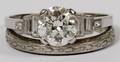 PLATINUM  DIAMOND RING AND WEDDING BAND