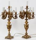 FRENCH STYLE PATINATED METAL SIXLIGHT LAMPS 2