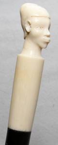 AFRICAN CARVED IVORY FIGURAL WALKING STICK
