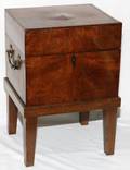 ENGLISH MAHOGANY BOX MID 19TH C 8H ON STAND