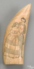 American scrimshaw whales tooth mid 19th c