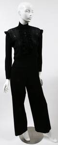 CHANEL BLACK RUFFLED SWEATER  PANTS