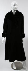 ITALIAN BLACK CASHMERE FULL COAT MINK TRIM