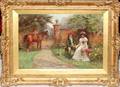 J SANDERSON WELLS OIL ON CANVAS COUPLE GARDEN
