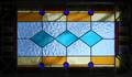 LEADED STAIN GLASS WINDOW H 39 W 21