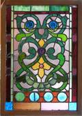 HANGING LEADED GLASS WINDOW H 34 W 23