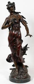 AUGUST MIOREAU BRONZE GIRL HOLDING FLOWER 33