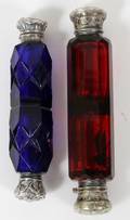 VICTORIAN COLORED GLASS SCENT BOTTLES