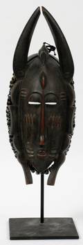 AFRICAN CARVED WOOD CEREMONIAL MASK H 13