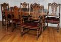 CARVED OAK DINING TABLE  CHAIRS 6 C 1920