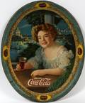 PAINTED OVAL COCA COLA TRAY W 13 L 16
