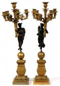 CLASSICAL STYLE BRONZE FIGURAL CANDELABRA H 25