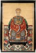ANTIQUE CHINESE WATERCOLOR ANCESTRAL PORTRAIT