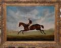 BRITISH OILCANVAS 19THC JOCKEY ON HORSEBACK