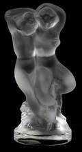 LALIQUE FROSTED CRYSTAL SATYR  NUDE GROUP