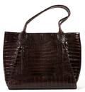 NANCY GONZALEZ BROWN CROCODILE TOTE BAG W 17