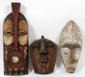 AFRICAN CARVED WOOD CEREMONIAL MASKS 3 PCS