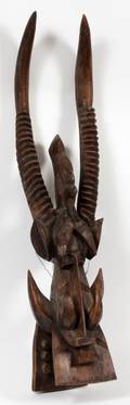 AFRICAN CARVED WOOD CEREMONIAL MASK H 33