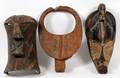 AFRICAN CARVED WOOD CEREMONIAL MASKS 3 PCS